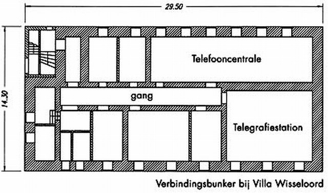 plattegrond verbindingsbunker bij villa Wisseloord